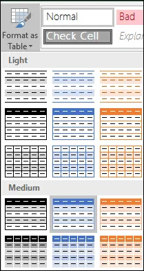Excel Home Tab Format As Table
