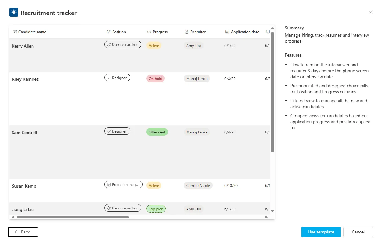 Recruitment tracker template